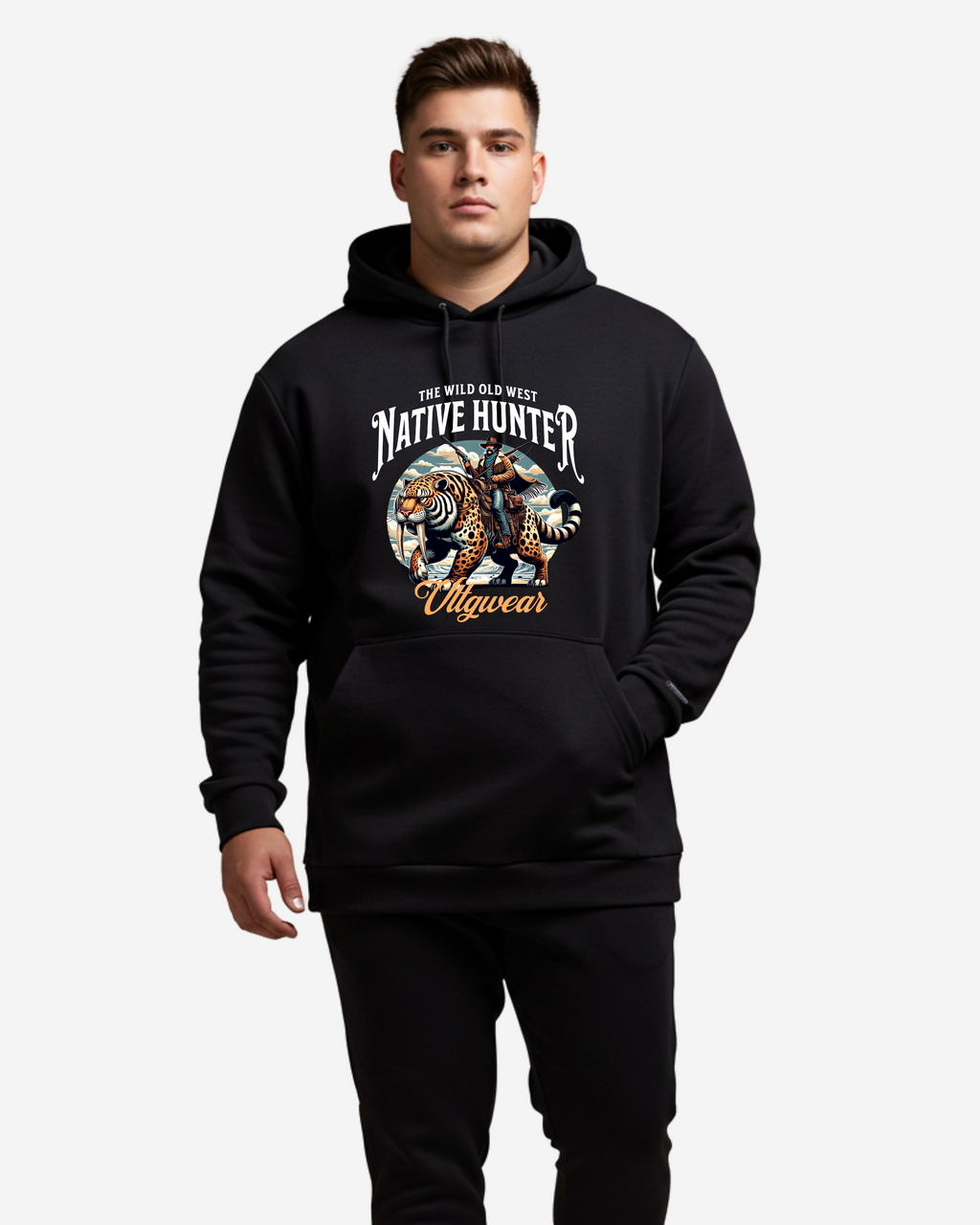 The Wild Old West Native Hunter Men's Oversized Hoodie