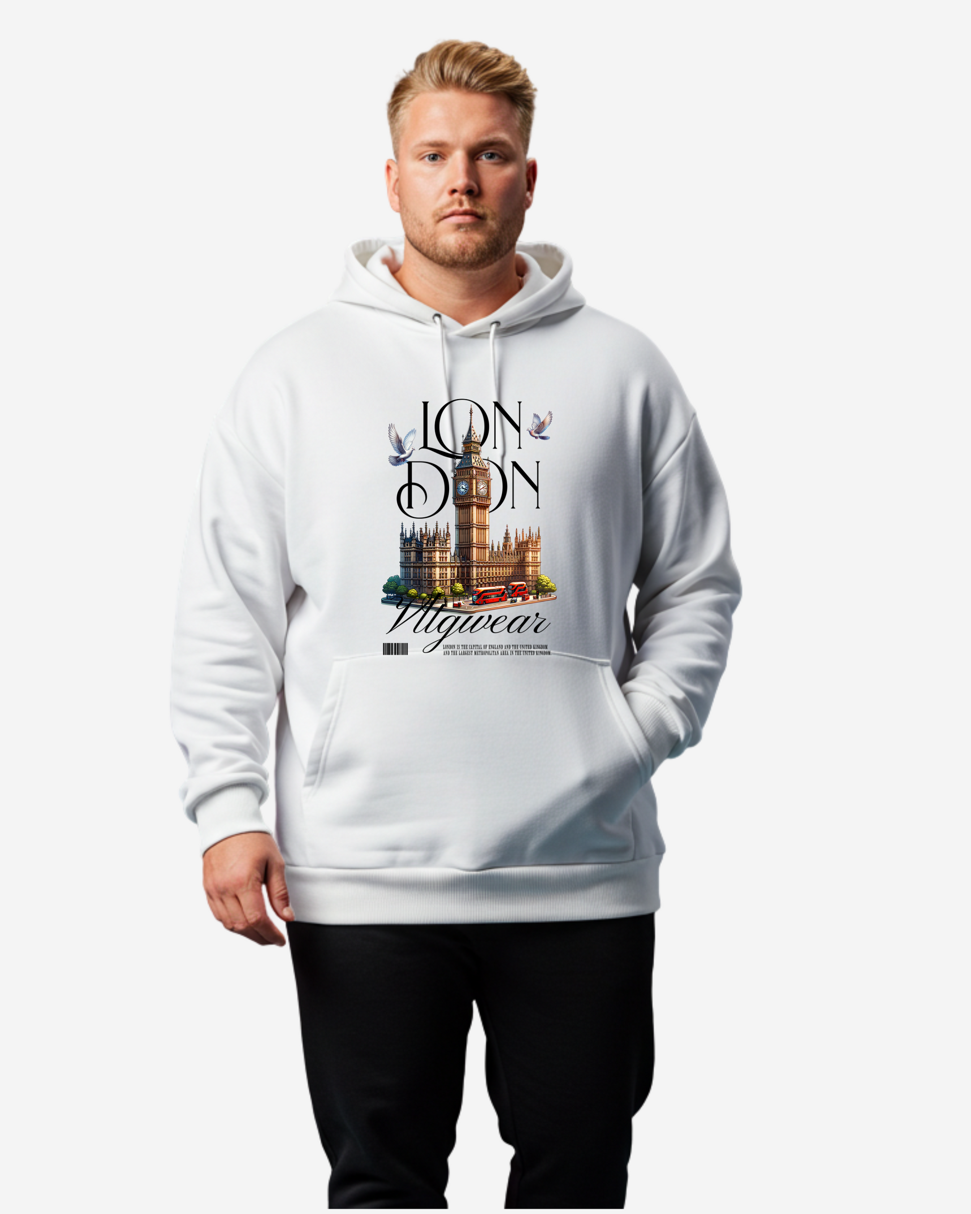 Illustrative London Big Ben Men's Oversized Hoodie