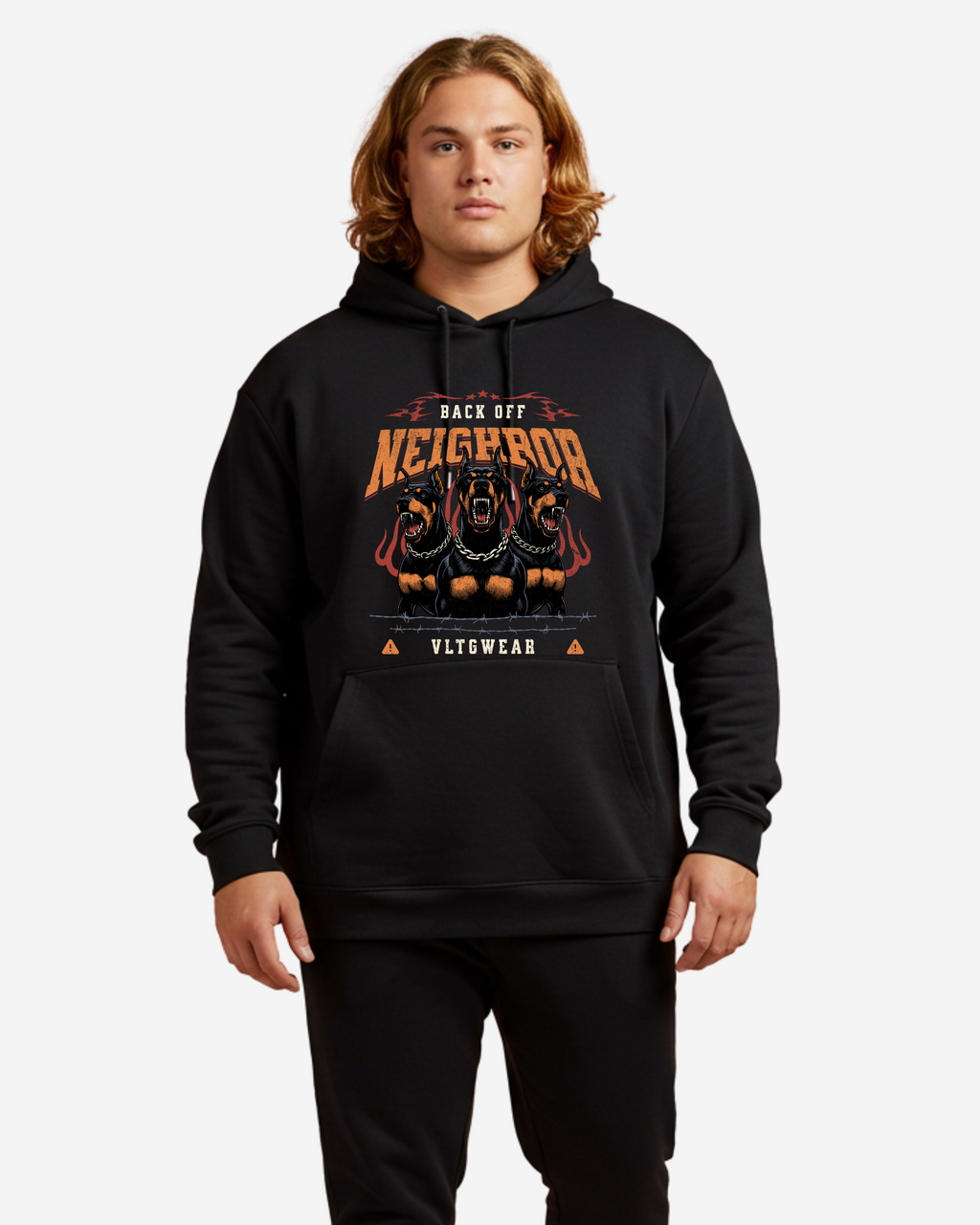 Three fierce doberman dogs Men's Oversized Hoodie