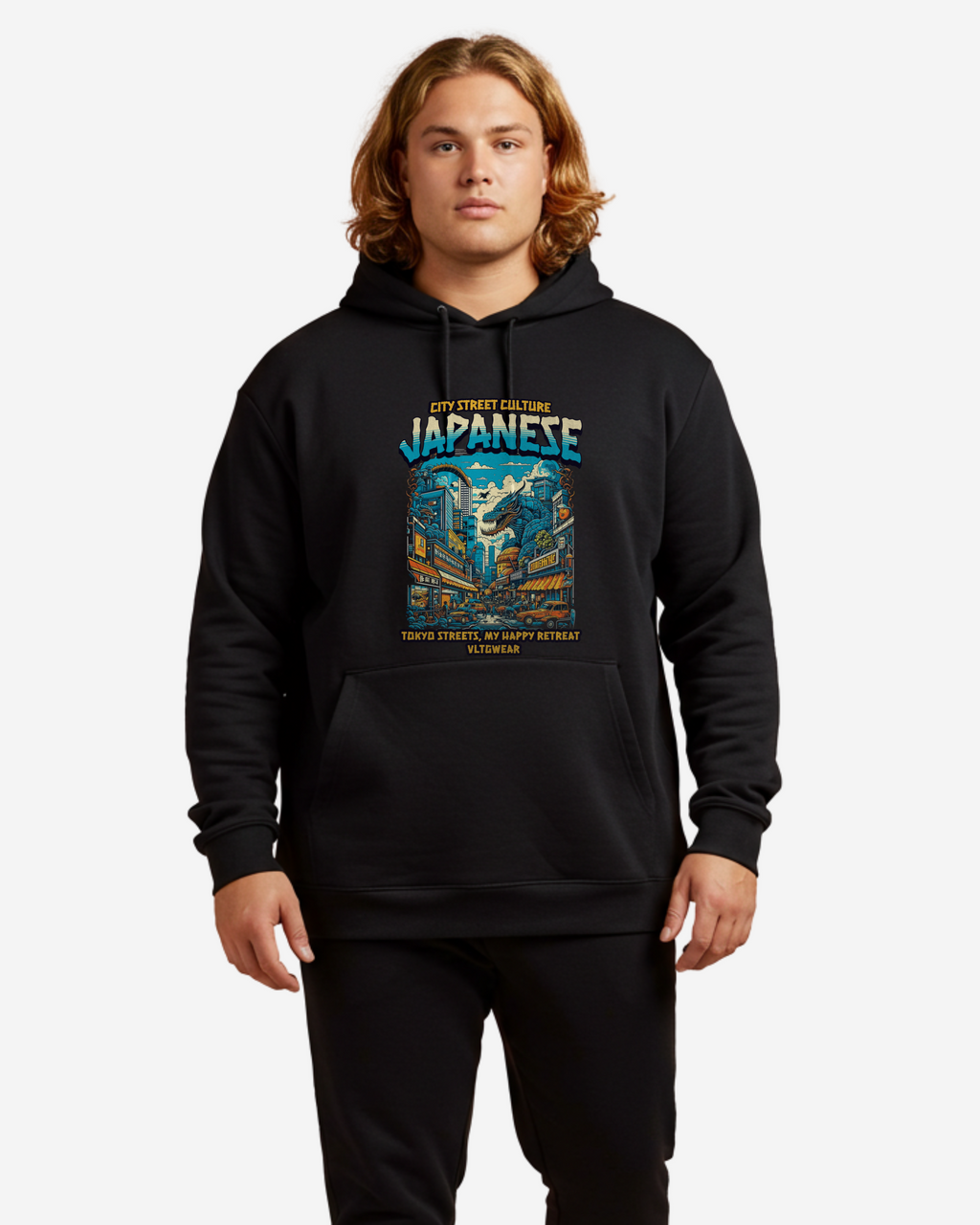 City Street Culture Japanese Men's Oversized Hoodie