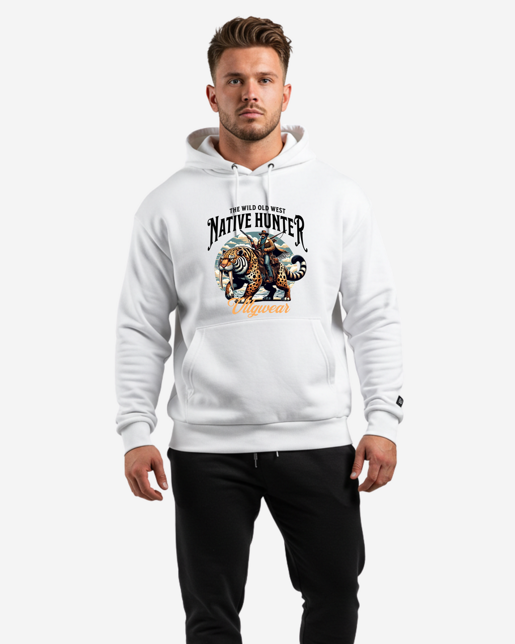 The Wild Old West Native Hunter Men's Oversized Hoodie