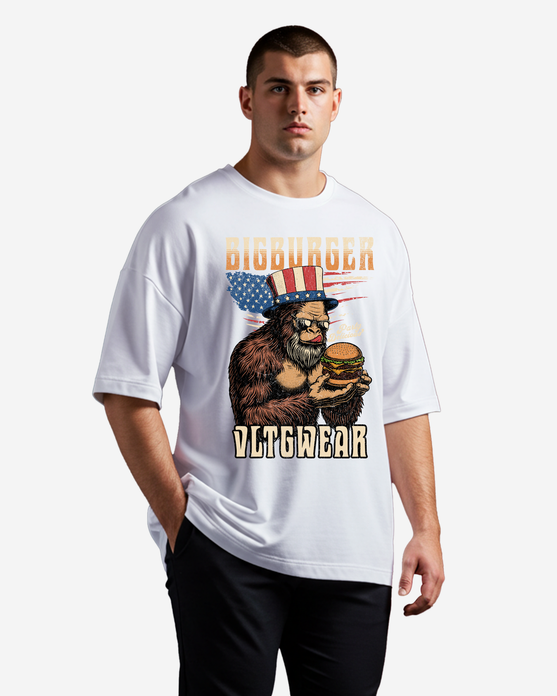 Big Burger food party Men's Oversized T-Shirt