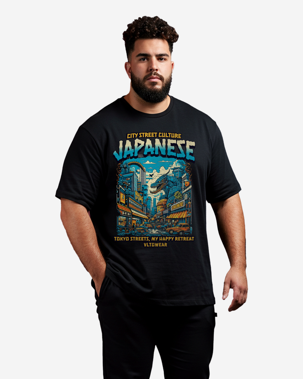 City Street Culture Japanese Men's Oversized T-Shirt