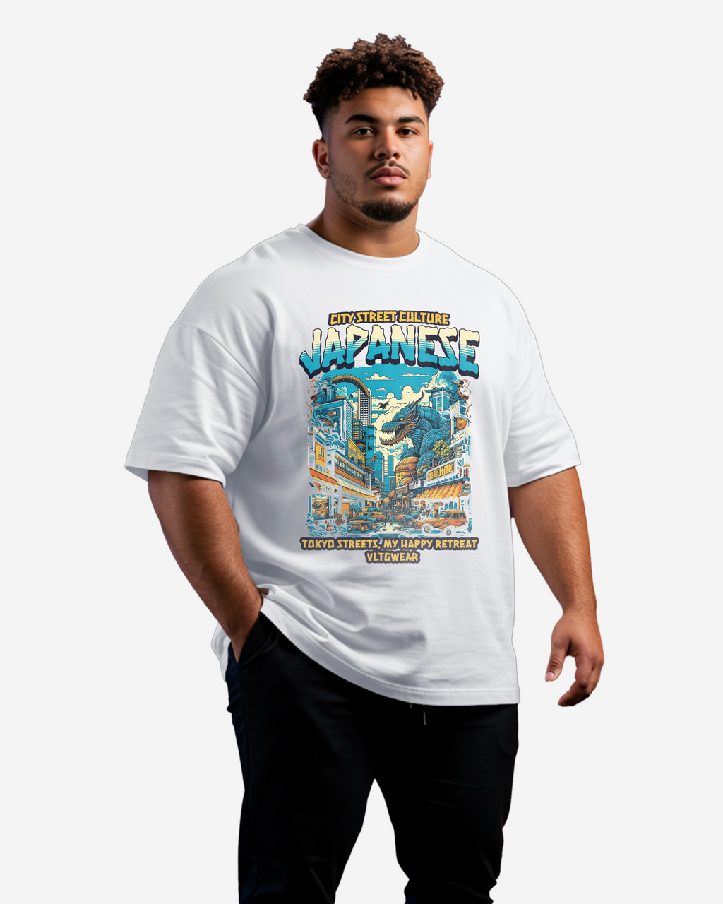 City Street Culture Japanese Men's Oversized T-Shirt
