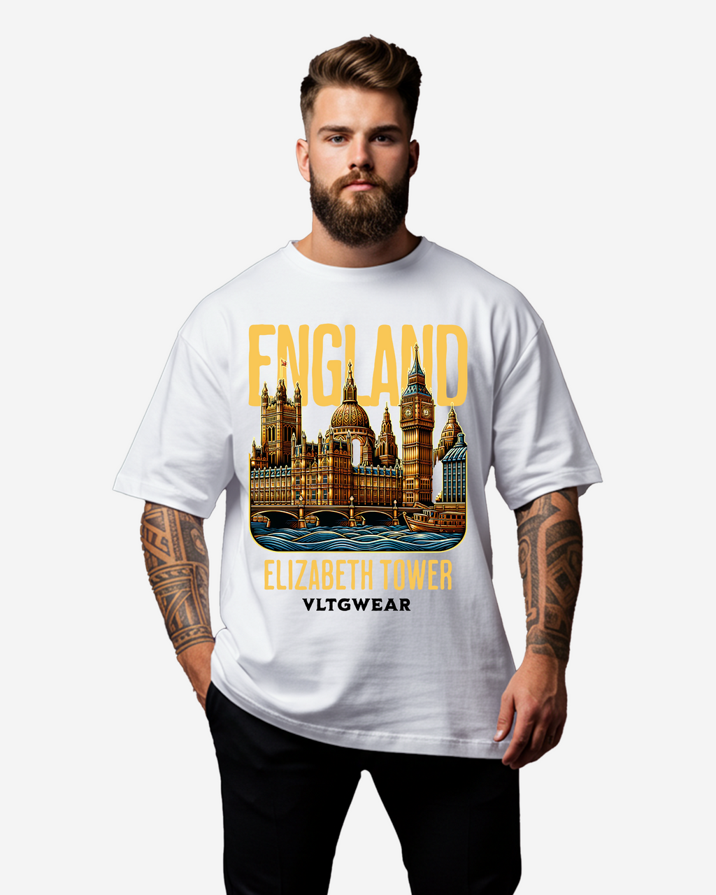 England, Elizabeth Tower Men's Oversized T-Shirt