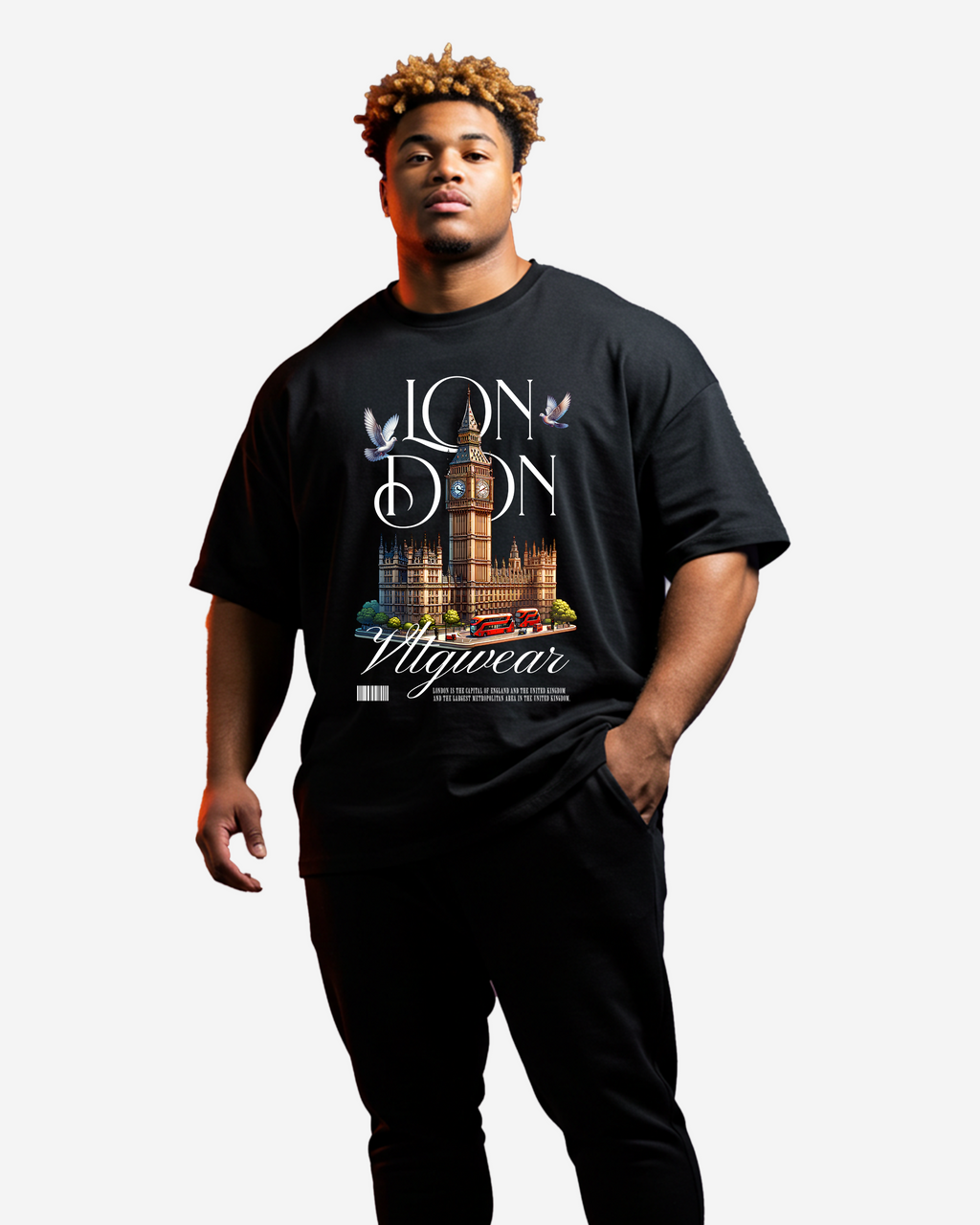Illustrative London Big Ben Men's Oversized T-Shirt