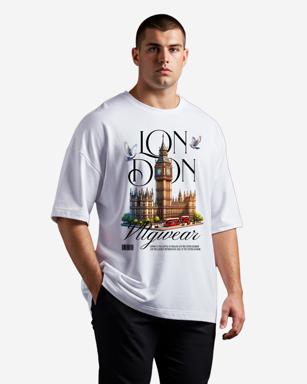 Illustrative London Big Ben Men's Oversized T-Shirt